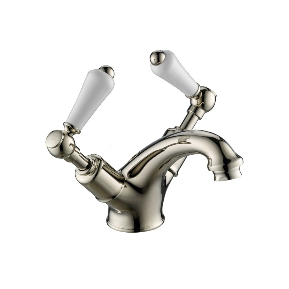 JTP Grosvenor Lever Nickel Basin Mixer with Pop Up Waste Cut Out